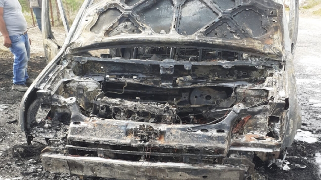 Filyasyon ekibinin alev alan aracı söndürüldü